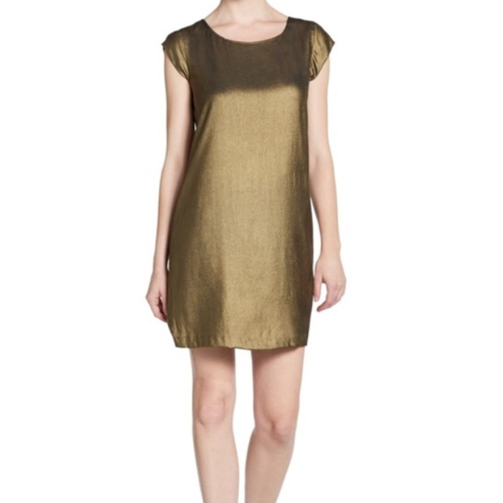 Joie Metallic Silk Shift Dress